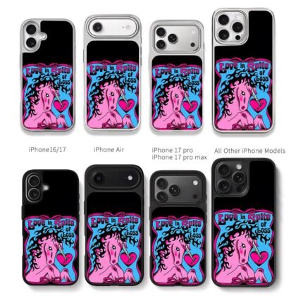 LoveInSpiteOfLossPinkHeartUnicorn Chris Brown Phone Case Black Electroplated Silver For Iphone 11 To 17