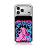 LoveInSpiteOfLossPinkHeartUnicorn iPhone 17 Pro Max Electroplated Silver Case1