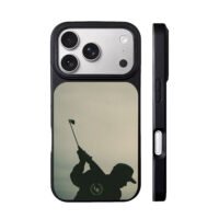 LS wreath monogram golf swing silhouette iPhone 17 Pro Max Black Case