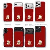 Lucky maneki neko on red background Chris Brown Phone Case Black Electroplated Silver For Iphone 11 To 17