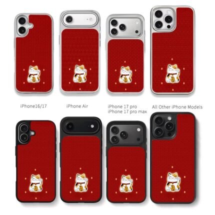 Lucky maneki neko on red background Chris Brown Phone Case Black Electroplated Silver For Iphone 11 To 17