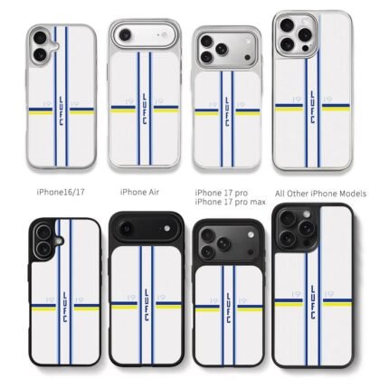 LUFC 19 blue yellow white stripes Chris Brown Phone Case Black Electroplated Silver For Iphone 11 To 17