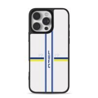 LUFC 19 blue yellow white stripes iPhone 16 Pro Max Black Case