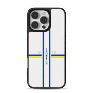LUFC 19 blue yellow white stripes iPhone 16 Pro Max Black Case