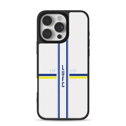 LUFC 19 blue yellow white stripes iPhone 16 Pro Max Black Case