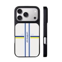 LUFC 19 blue yellow white stripes iPhone 17 Pro Max Black Case