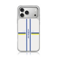 LUFC 19 blue yellow white stripes iPhone 17 Pro Max Electroplated Silver Case1