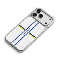 LUFC 19 blue yellow white stripes iPhone 17 Pro Max Electroplated Silver Case2