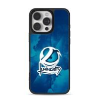 Luminosity Gaming logo on blue wash iPhone 16 Pro Max Black Case