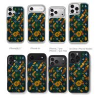LV monogram vintage mosaic pattern Chris Brown Phone Case Black Electroplated Silver For Iphone 11 To 17