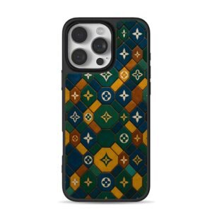 LV monogram vintage mosaic pattern iPhone 16 Pro Max Black Case