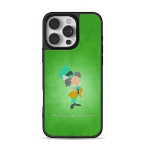 Mad Hatter with Alice riddle green iPhone 16 Pro Max Black Case