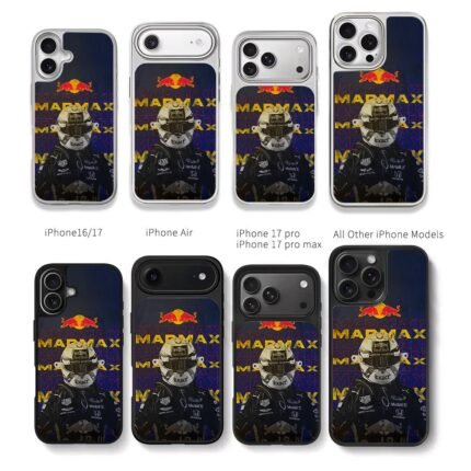 Mad Max Red Bull F1 driver helmet Chris Brown Phone Case Black Electroplated Silver For Iphone 11 To 17