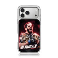 Makhachev UFC champion celebrating iPhone 17 Pro Max Electroplated Silver Case1
