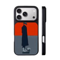 Man in hat coat on typewriter iPhone 17 Pro Max Black Case