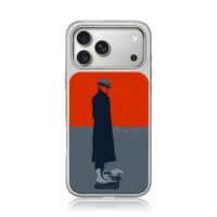 Man in hat coat on typewriter iPhone 17 Pro Max Electroplated Silver Case1