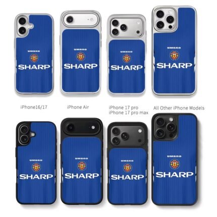 Man Utd Umbro Sharp football jersey Chris Brown Phone Case Black Electroplated Silver For Iphone 11 To 17