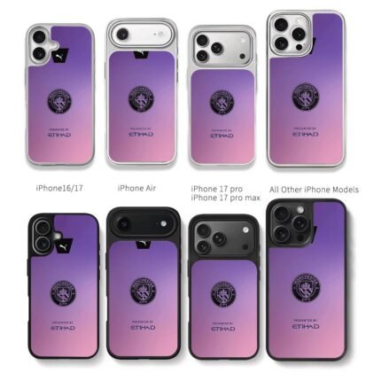Manchester City logo with Etihad Chris Brown Phone Case Black Electroplated Silver For Iphone 11 To 17