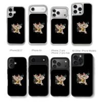 Maneki rock cat tiny black cat Chris Brown Phone Case Black Electroplated Silver For Iphone 11 To 17