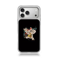 Maneki rock cat tiny black cat iPhone 17 Pro Max Electroplated Silver Case1