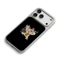 Maneki rock cat tiny black cat iPhone 17 Pro Max Electroplated Silver Case2