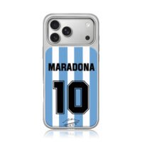 Maradona 10 Argentina jersey print iPhone 17 Pro Max Electroplated Silver Case1
