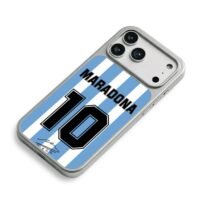 Maradona 10 Argentina jersey print iPhone 17 Pro Max Electroplated Silver Case2