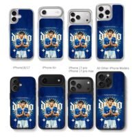 Maradona Argentina soccer art Chris Brown Phone Case Black Electroplated Silver For Iphone 11 To 17