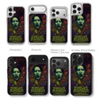 Marilyn Manson dark horror mask art Chris Brown Phone Case Black Electroplated Silver For Iphone 11 To 17
