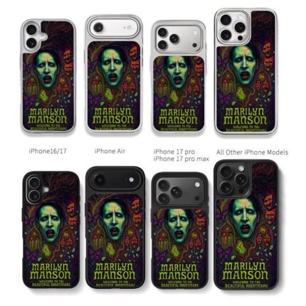 Marilyn Manson dark horror mask art Chris Brown Phone Case Black Electroplated Silver For Iphone 11 To 17