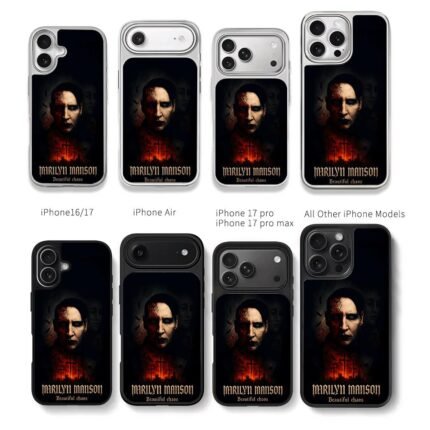 Marilyn Manson gothic fire crosses Chris Brown Phone Case Black Electroplated Silver For Iphone 11 To 17