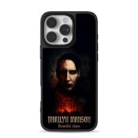 Marilyn Manson gothic fire crosses iPhone 16 Pro Max Black Case