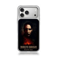 Marilyn Manson gothic fire crosses iPhone 17 Pro Max Electroplated Silver Case1