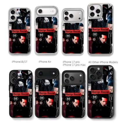 Marilyn Manson gothic rock collage Chris Brown Phone Case Black Electroplated Silver For Iphone 11 To 17