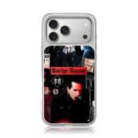 Marilyn Manson gothic rock collage iPhone 17 Pro Max Electroplated Silver Case1
