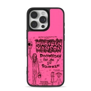 Marilyn Manson pink gig poster art iPhone 16 Pro Max Black Case