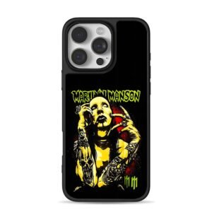Marilyn Manson punk tattoo art iPhone 16 Pro Max Black Case