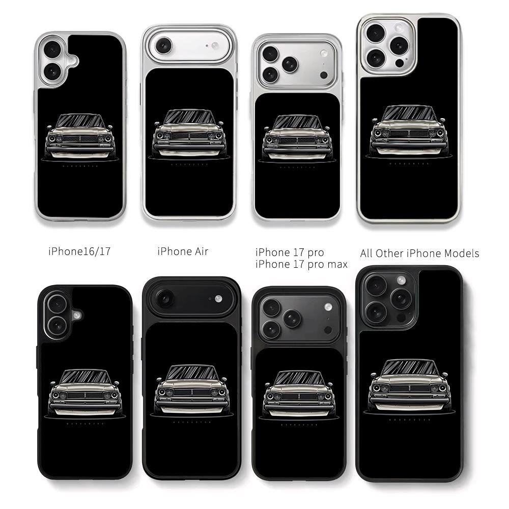 Markaryan vintage JDM sedan art Chris Brown Phone Case Black Electroplated Silver For Iphone 11 To 17
