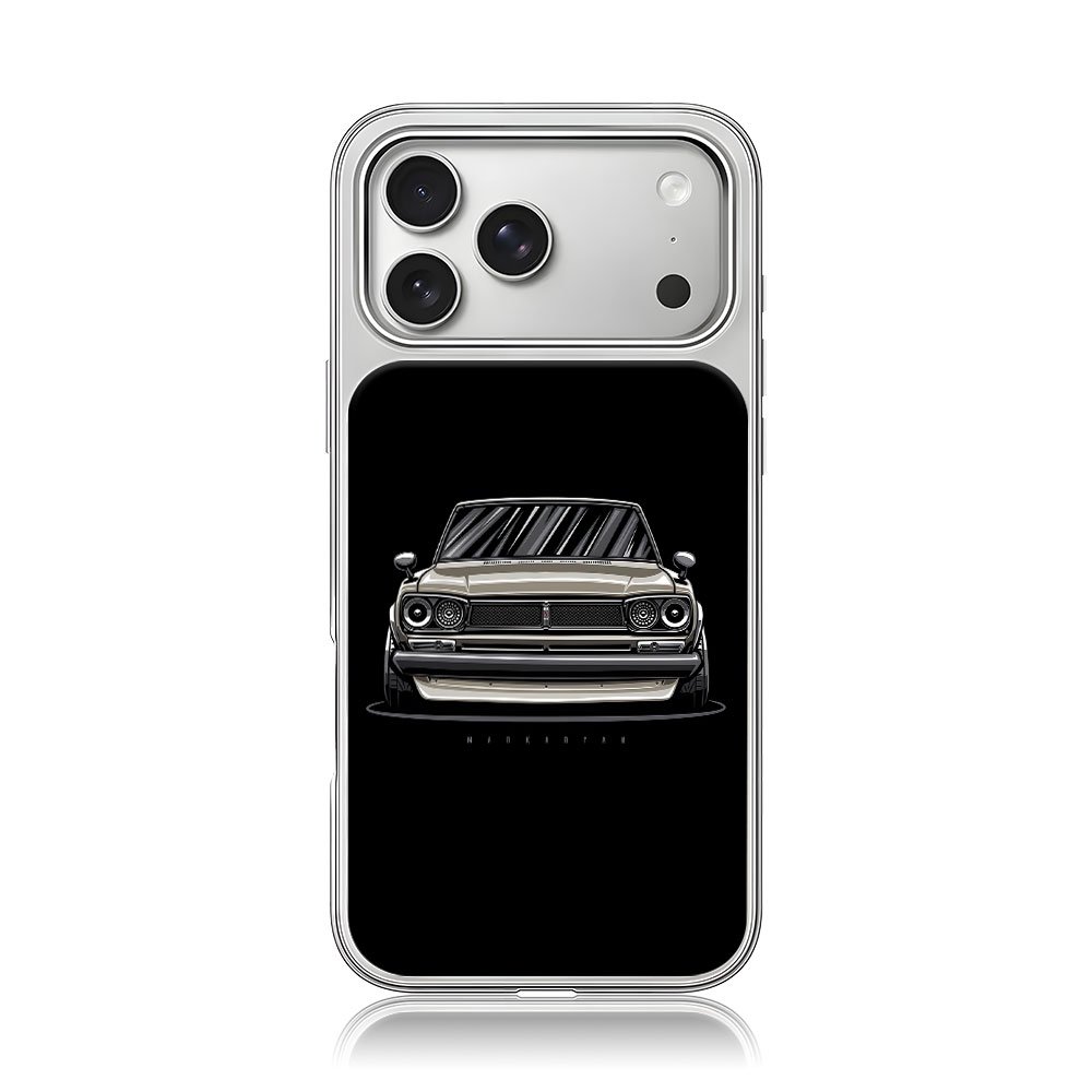 Markaryan vintage JDM sedan art iPhone 17 Pro Max Electroplated Silver Case1