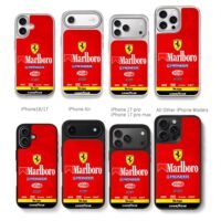 Marlboro Ferrari F1 race logos Chris Brown Phone Case Black Electroplated Silver For Iphone 11 To 17
