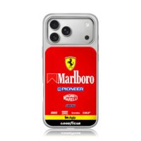 Marlboro Ferrari F1 race logos iPhone 17 Pro Max Electroplated Silver Case1