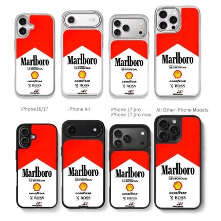 Marlboro McLaren Honda F1 logos Chris Brown Phone Case Black Electroplated Silver For Iphone 11 To 17