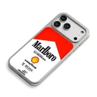 Marlboro McLaren Honda F1 logos iPhone 17 Pro Max Electroplated Silver Case2