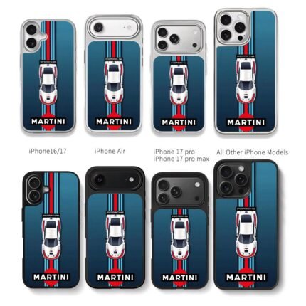 Martini livery Porsche race car Chris Brown Phone Case Black Electroplated Silver For Iphone 11 To 17