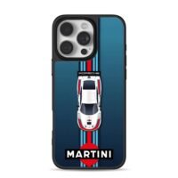 Martini livery Porsche race car iPhone 16 Pro Max Black Case