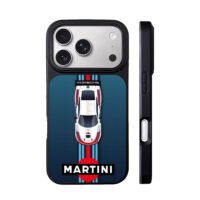 Martini livery Porsche race car iPhone 17 Pro Max Black Case
