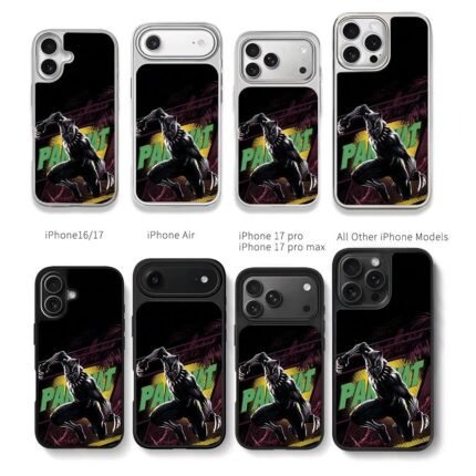 Marvel Black Panther comic text art Chris Brown Phone Case Black Electroplated Silver For Iphone 11 To 17