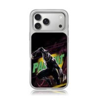 Marvel Black Panther comic text art iPhone 17 Pro Max Electroplated Silver Case1