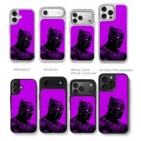 Marvel Black Panther purple artwork Chris Brown Phone Case Black Electroplated Silver For Iphone 11 To 17
