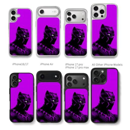 Marvel Black Panther purple artwork Chris Brown Phone Case Black Electroplated Silver For Iphone 11 To 17